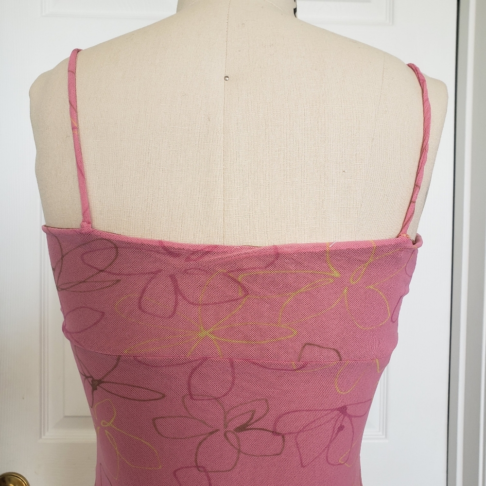 Pink Tie Mesh Tank Top, S - Picture 7 of 13